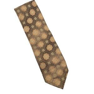 The Big‎ Knot by Steven Land Brown Orange Floral Silk Hand Made Mens Tie